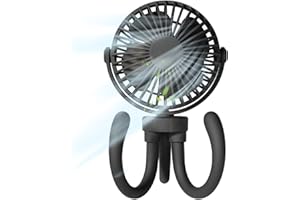 BWBIKE Baby Stroller Fan Handheld Personal Portable Desk Fan Rechargeable Table Fans 360° Rotatable Car Seat Fan Mini USB Fan, Black
