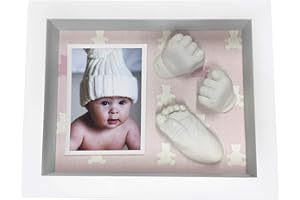 MOLDEARTEBABY UN RECUERDO INOLVIDABLE Kit De Marco Y Alginato Moldes Para Hacer La Huella Del Bebe En 3d, Regalos Para Niño Recien Nacido, Regalo Para Baby Shower, Un Recuerdo De Su Primer Año (OSOS ROSAS, 20x5x25 cm)