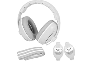 Vexaflow Cascos Bebe Antiruido, Con Bolsa de Transporte, para Sueño y Viajes, Protectores Auditivos Ajustables para Bebé y Niños de Hasta 48 Meses, Reducción de Ruido hasta 25dB