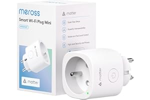 Meross Prise Connectée Matter (Type E), 16A Prise WiFi Compatible avec HomeKit, Alexa, Google Home et Home Assistant, Mesure d'Énergie pour Panneau Solaire Photovoltaïque, Commande Vocale/à Distance
