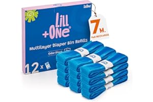 LillOne 12 Recharges UNIVERSELLLES Poubelles à Couches EXTRA LONGUES 7 Pli, Anti-Odeur - Compatibles avec Angelcare Tommee Tippee Twist & Click Simplee Tec LitterLocker et Autres - Lot de 12 Recharges