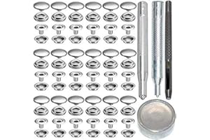 YICHUANGXIN 18 Sets 15mm Rostfreier Stahl Metall Druckknöpfe Kleidung Snaps Druckknopf Set mit 4 Befestigungswerkzeugen zum, Metall Druckknöpfe für Leder Handwerk Jacke Brieftasche Handtasche (Silber)