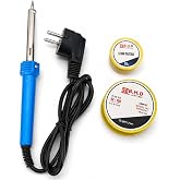 VIVALUXE B.H.D Elektrikli 60W Havya Lehim Seti, İnce U&ccedil;lu Lehimleme Kalemi, Lehim Teli ve Lehim Pastası Dahil, Elektronik Dev