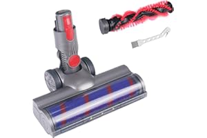 suzao Brosse pour Dyson V7 V8 V10 V11 V15 sv12 sv14 sv15, Tete Brosse Dyson avec Turbo et Rouleau Souple, LED, Accessoire Dyson pour Moquette, Parquets, Sol en Bois