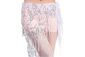 Guiran Hüfttuch Für Bauchtanz Und Latin Dance Mit Fransen Und Pailletten Für Damen
