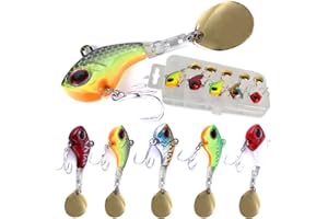 ‎NJORD KALASTUS Njord Kalastus Jig Spinner Set 5X in Box (Wählbare Gewichte: 9g 14g 16g 22g) Spinnerbait Spinner Jig Bait Bleikopfspinner | Zielfisch: Barsch, Forelle, Hecht, Zander | Rostfreie Haken