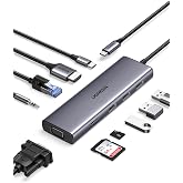 UGREEN USB C Docking Station 10 IN 1 4K HDMI, VGA, 3 x USB A 3.0, PD 100W, Ethernet, 3.5mm Audio, with SD/TF