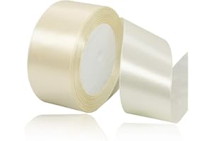 XMASOLD Cream Satin Ribbons, 40 mm Wide, 22 Metres Ribbon, Gift Ribbon for Gift Wrapping, DIY Crafts, Bouquets, Sewing Projects, Bow Making, Birthday and Wedding Decorations