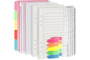 Harphia A5 6 Holes Binder Refill Value Set, 90 Sheets Loose Leaf Paper with Stickers and dividers, Planner Inserts with Binder Pockets for refillable Notebook (Todo, A5)