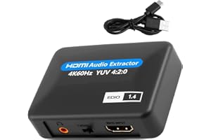 UNIKEEN HDMI Audio Extractor Convertidor Digital a Analógico 4K Splitter 3.5mm Jack Audio Adaptador con Cable Soporte DTS/LPCM para PS3 PS4 XBox TV DVD Projectores Monitor