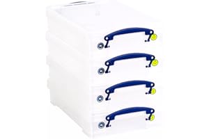 Really Useful Box Plastic Storage 4 Litre Clear (Pack Of 4)