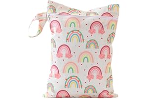 QOWIJEX 1 Pezzo Wet Bag Pannolini Lavabili, Borsa per Pannolini Riutilizzabile, Bag Pannolino per Pannolini per Bambini, Vestiti Sporchi e Altro(Arcobaleno)