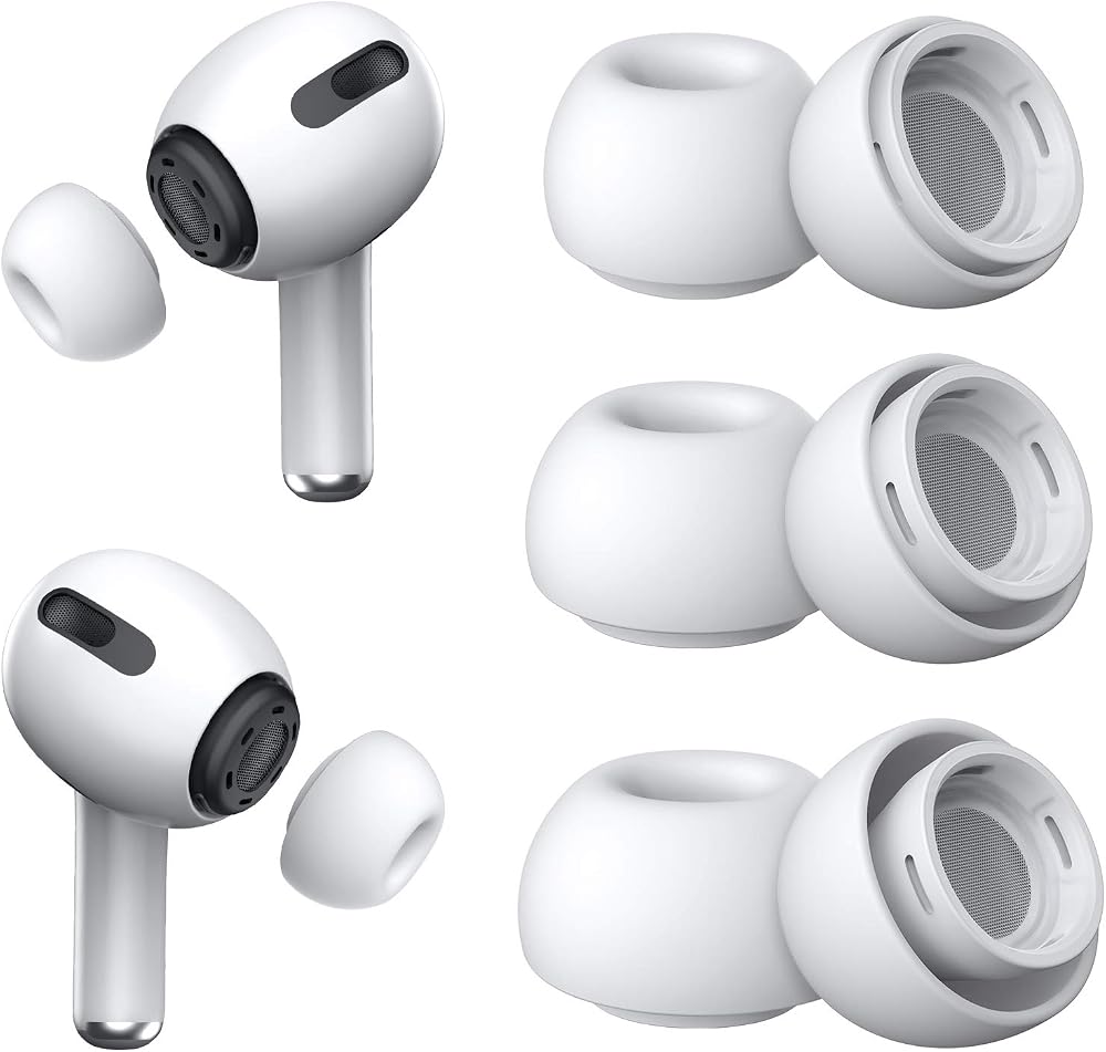 [3 Çift] Yedek Kulaklık Uçları - AirPods Pro 1. ve 2. Nesil İle Uyumlu, Gürültü Azaltma Delikli, AirPods Pro İçin Silikon Kulaklık Uçları, Taşınabilir Saklama Kutusu ve Şarj Kasesine Uygun (S/M/L)