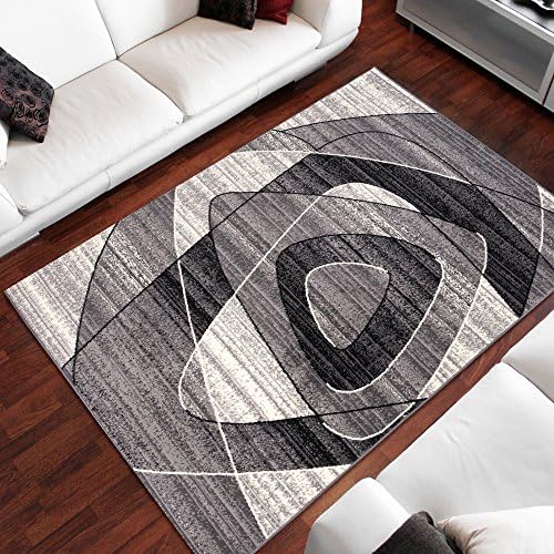 Area Rugs For Living Room Bedroom Dark Grey Modern Triangle Pattern Size S - XXL 300 x 400 cm (9ft11" x 13ft2")