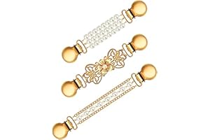 Kireida® 3 Stück Perle Schal Schnalle Damen/Mädchen Bekleidungszubehör, Pullover Cardigan Clips Kragenclips, Geeignet für Tücher, Strickjacken und Pullover (Gold)