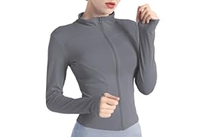 Hveuluop Gieen Giacca da yoga da donna, sottile, con colletto alto, aderente, per autunno e inverno, altamente elastica, ad asciugatura rapida