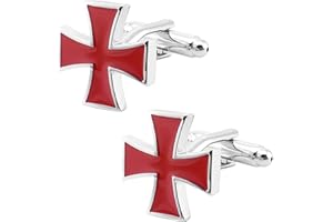 Jonwo Knights Templar Cross Cuff Links for Men and Women Universal Cufflinks Jewelry for French Shirt Tuxedo In Gift Box Business Wedding Party Anniversary Present