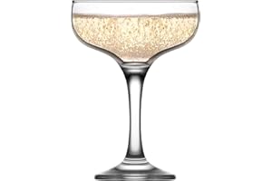 ACAN Tradineur - Set de 6 copas de champagne de cristal, 235 ml, modelo Misket, juego de copas clásicas con tallo fino 9,5 x 13,5 cm para champán, cava, cócteles, ligeras, aptas para lavavajillas
