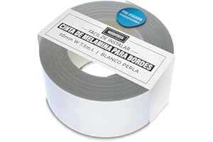 WoodPress® 50 mm blanco mate de melamina para bordes, cinta de chapa prepegada - Rollo de 7,5 m - Termoadhesivo para una fácil aplicación de bricolaje