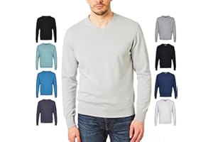 Castle Point Maglione Pullover Maglione da Uomo 100% Cotone, Girocollo/Scollo a V