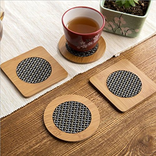 oerity anti-hot de bambú mesa de aislamiento Pad Posavasos Redondo Cuadrado Posavasos en forma de pescado, one color, #1 round