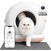 Haustier CB002 Kameralı Akıllı Otomatik Kedi Tuvaleti, APP ile Uzaktan Kontrol, 72lt Hazne, 7lt &Ccedil;&ouml;p haznesi (Beyaz-Bej)