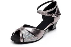 MINITOO Chaussures de danse latine confortables et colorées à talon épais pour femme