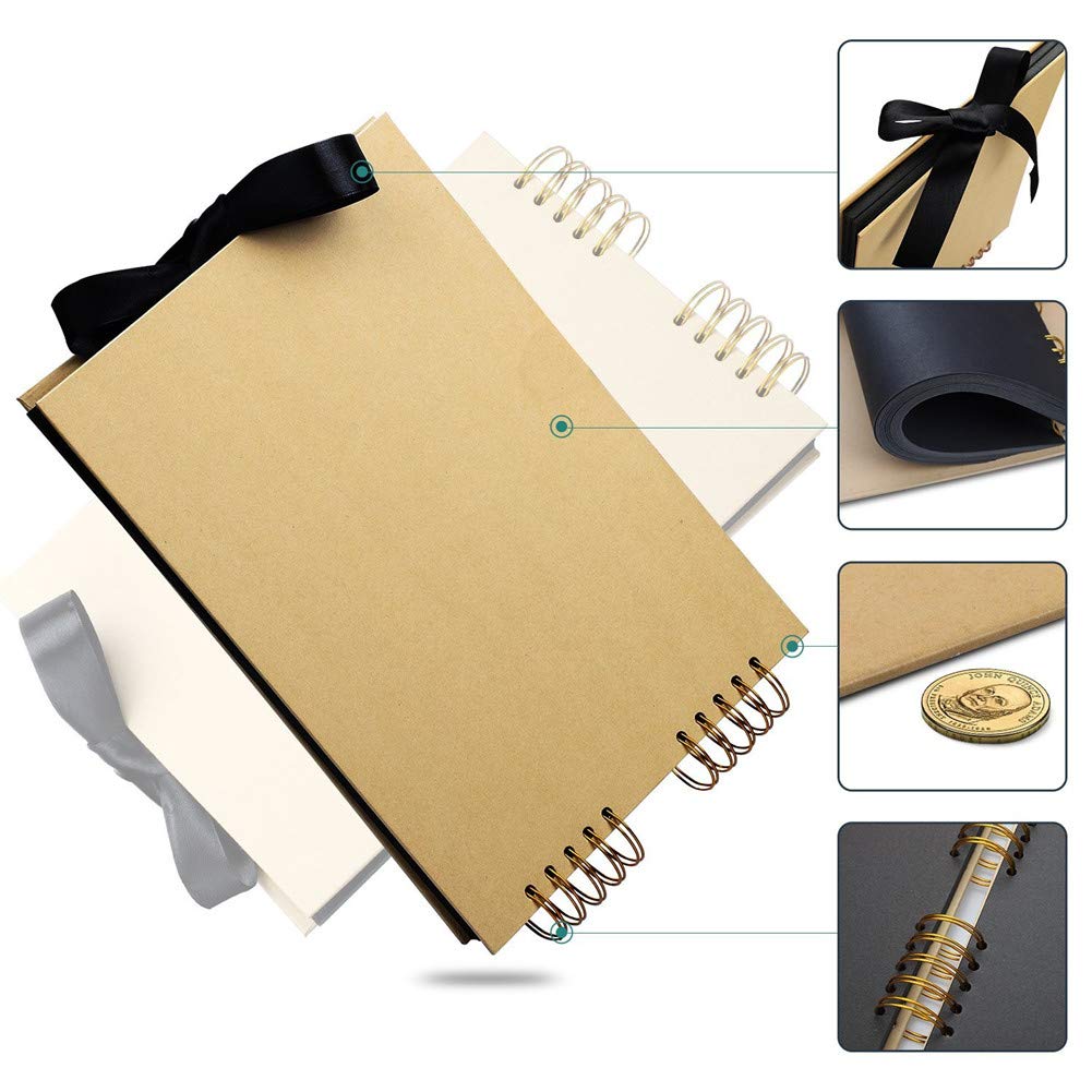 BEESCLOVER 40Sheets(80Pages) Coil Style Bowknot Ribbon Circlip Photo Album DIY Scrapbook - Image 6