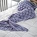 Produktbild PLYY Handgemachte Gestrickte Mermaid Schwanz Decke, Großes Geschenk, Warm Sofa Wohnzimmer Decke für Erwachsene und Kinder 195cmX90cm, 140 * 60cm, Days Blue, 60*140