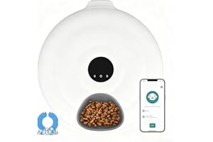 REBONGKI Futterautomat Katze Nassfutter,6 Mahlzeiten Nassfutterautomat für Katzen mit 2 Eispackungen WiFi App-Steuerung Timer, Wiederaufladbarer Automatischer Futterspender Katze für Trockenfutter