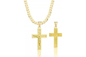 Amor Luxury Złoty łańcuszek męski 585, złoty krzyż 925/585 naszyjnik męski - łańcuszek krzyżowy - złoty krzyż dla mężczyzn - naszyjnik męski złoty, katolicki krzyż złoty wisiorek, biżuteria męska