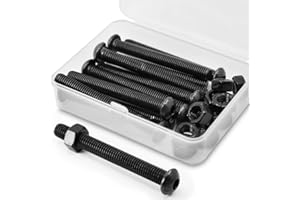 MINHER (10 juegos) M8 x 70 mm Tornillo de cabeza curvada con hexagonal y tuercas Rosca completa de acero al carbono 10,9 (negro)