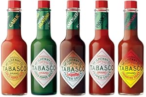Tabasco Sauce piment 60 ml – Lot de 5 saveurs | Rouge | Vert | Habanero | Chipotle | Ail