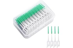MIVAIUN 200 Piezas Cepillos interdentales de silicona Cepillo dental de silicona Hilo dental de doble uso Para la limpieza dental elimina los alimentos de los dientes y la placa（Verde）