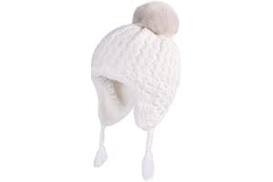 LANGZHEN Bambino Bambini Cappello Invernale Infantile, Earflap Maglia Cappello Caldo Fleece Foderato Beanie per Bambini Bambini Ragazze