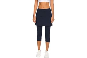 Balancora Damen Sportskort Laufskort Leggings mit Rock Tennisröcke Hockey Rock Engen Capris Gym 3/4 Yoga Pants Mit Taschen und Kopfhöreranschluss
