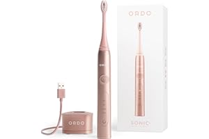 Ordo Sonic+ Electric Toothbrush for Adults, Advanced Smart Tech, 4 Brushing Modes, Fast Rechargeable, Sonic Toothbrushes Over 4 Weeks Battery Life, Silicone Polishing Element, USB Charger, Rose Gold
