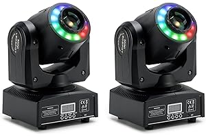 Areyourshop (2Pack)100W Moving Head Led mit 8 Gobos,Party Licht 8 Einfarbige und 6 Zweifarbige Effekte,Bühnenbeleuchtung DJ Light DMX 512 für Feste, Hochzeiten, DJ, Clubs, (2PC 100W)