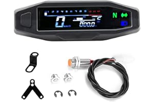 Shkalacar Tachimetro digitale per moto, contagiri con display LCD a 1-6 marce, indicatore di direzione, retroilluminazione, contachilometri e carburatore per la maggior parte dei modelli di moto (con