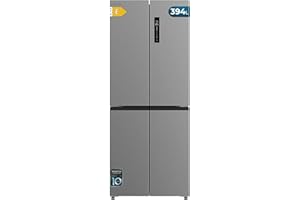 Cecotec Réfrigérateur 4 Portes Total No Frost Bolero CoolMarket 4D 394 Inox E,394 Litres, Hauteur 170 cm et 70 cm Largeur, Tiroir Température Variable, Compresseur Inverter, ATT Antibactérien