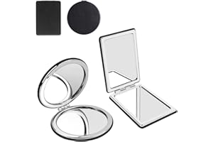 COYUN 2pcs Espejo de Bolsillo, Espejo Compacto de Doble Cara,Plegable y PortáTil Espejo de Viaje,Espejo de Mano Espejo Pequeño, Espelho de Bolso Pequeno, portátil, Regalo para NiñAs(Negro)