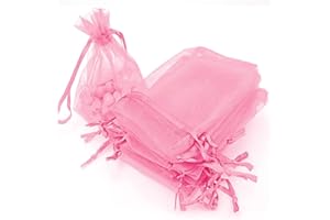 VOLLGUFEN 50 pcs Sachets en organza,Pochette cadeau en organza,Pochette à bijoux,Sachets de mariag,Sachet de lavande pour armoire,Sachets de lavande,Faveur de mariage,7 x 9 cm(Rose)