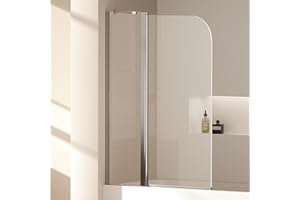 EMKE Pannello doccia per vasca da bagno, 100 x 140 cm, pieghevole, 1 pezzo, con vetro di sicurezza monolastra da 6 mm, per vasca da bagno, parete pieghevole