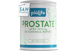 +LIFE Saw Palmetto Prostate et Confort Urinaire – Palmier Nain Gélules 700mg par dose PiùLife, 2/Jour, Avec Pygeum Africanum et Myrtille Antioxydant, 180 Gélules – Health Man