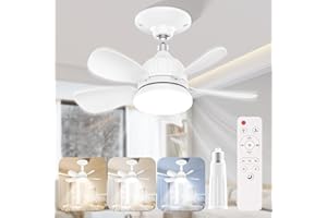CARASTEK Ventilatore Lampadario da Soffitto 5 Pale 18'' LED Dimmerabile Ventilatori da Soffitto Silenziosi con Telecomando e Luce, Super Silenziosa, Velocità Luminosità Temperatura Colore Regolabil, Bianco
