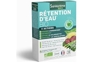 Santarome Bio - Rétention d'Eau | Complément Alimentaire Draineur & Détox | Favorise l'Elimination de l'Eau - A base de plantes Bio - Pilosselle, Thé Vert | 15 Comprimés | Végan | Made In France