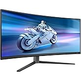 PHILIPS Evnia 34M2C6500-34 Inch OLED WQHD Curved Gaming Monitor, 175 Hz, 0.03 ms, HDR400, Ambiglow, FreeSync Premium Pro, G-S
