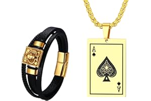 Oidea Stainlss Steel Mens Gothic Ace of Spades Card Poker Pendant Necklace,22 Inch Chain Included,Birthday Gift,with Gift Bag