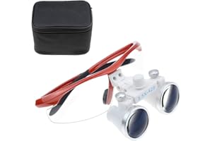 BoNew-Oral 3.5X420MM Surgical Binocular Loupe Magnifier Antifog Loupes Surgical Magnifier Optical Glasses (Red)