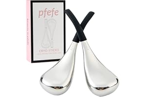 PFEFE Ice Globes Gesichtshaut-Pflege-Werkzeuge, Gesicht Augen, Edelstahl Gesicht Schönheit Cryo Sticks für Mädchen Damen, kühlende Massage Spa Globes mit Aufbewahrungsbox